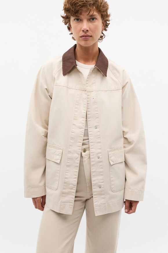 Contrast Collar Jacket  Oat  hi-res