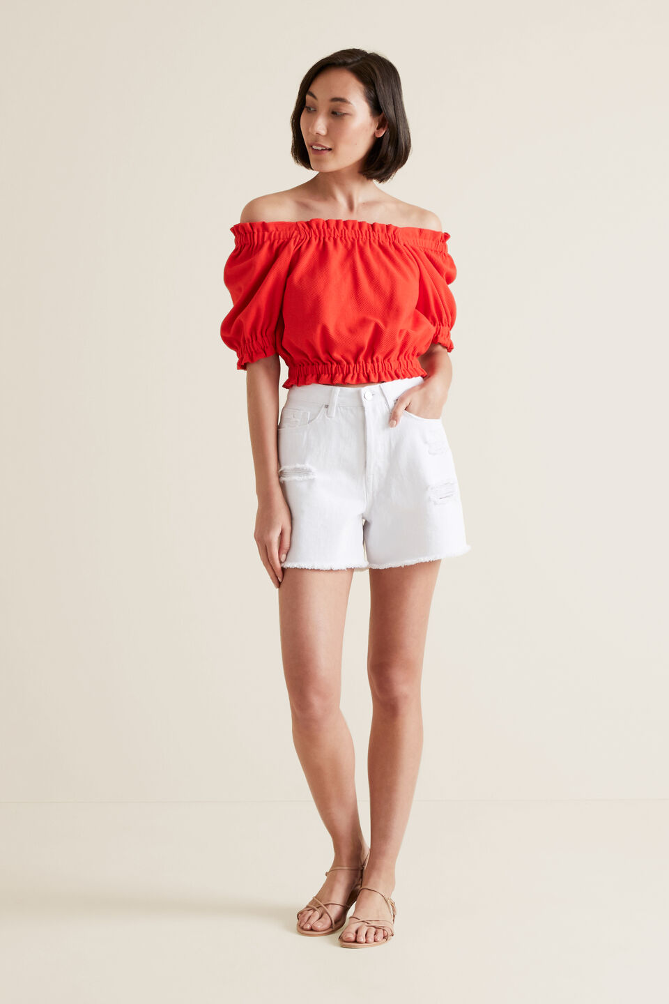 Blouson Sleeve Crop Top  