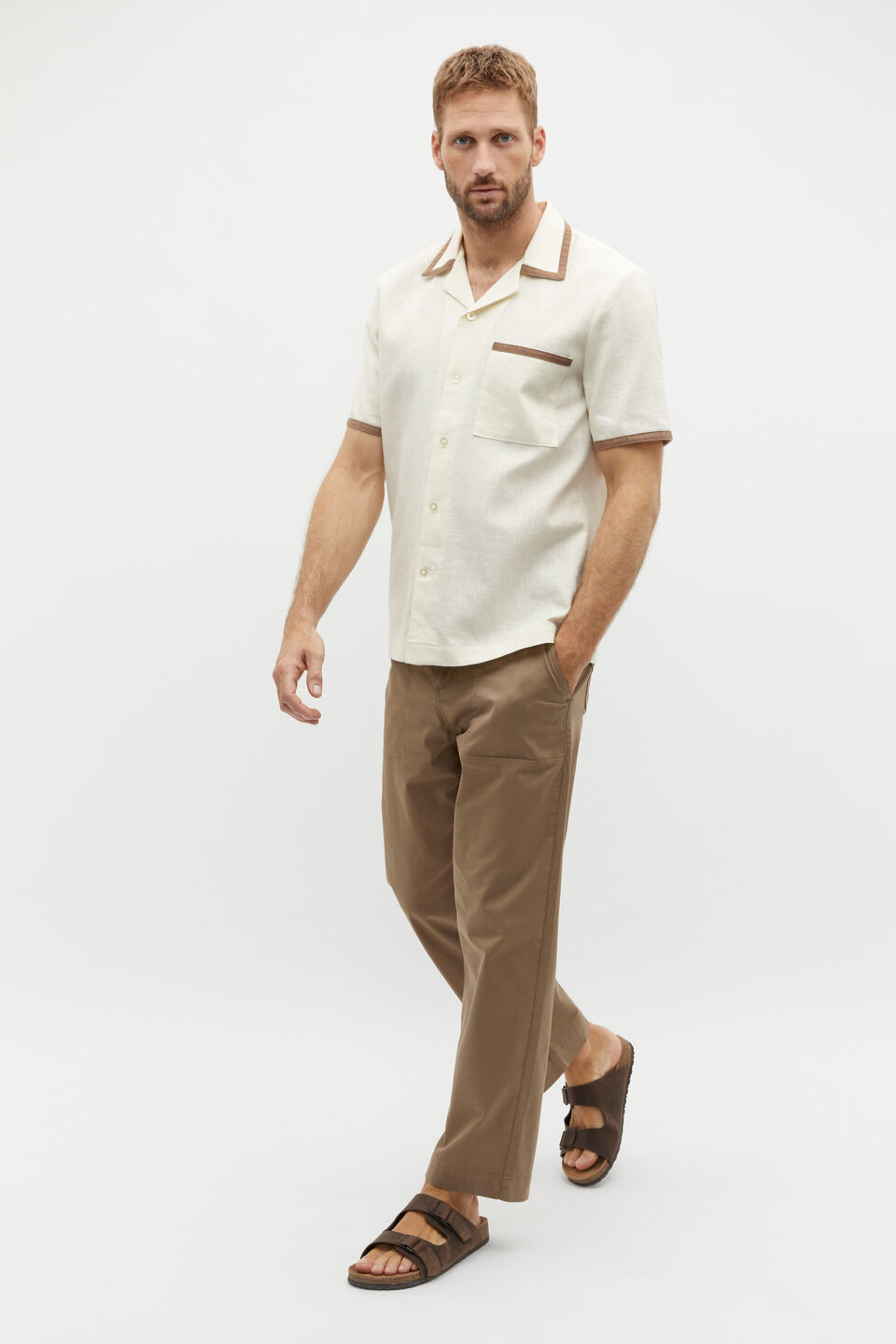 Contrast Detail Shirt  Ivory