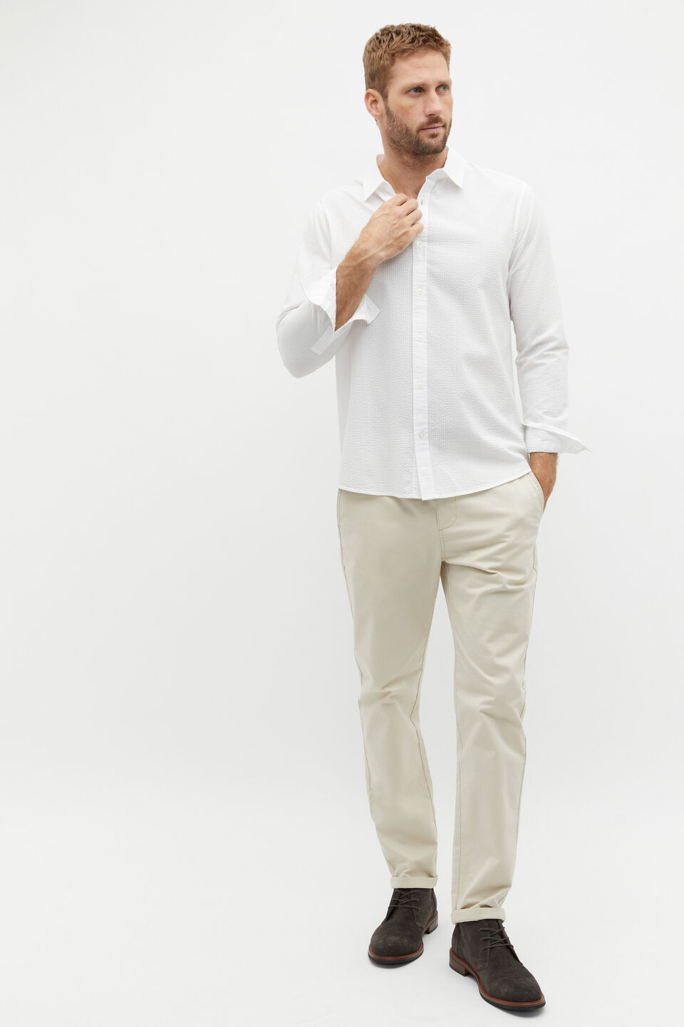 Seersucker Shirt  Vintage White