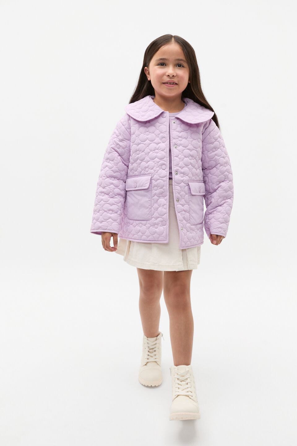 Quilted Collar Jacket  Soft Lilac