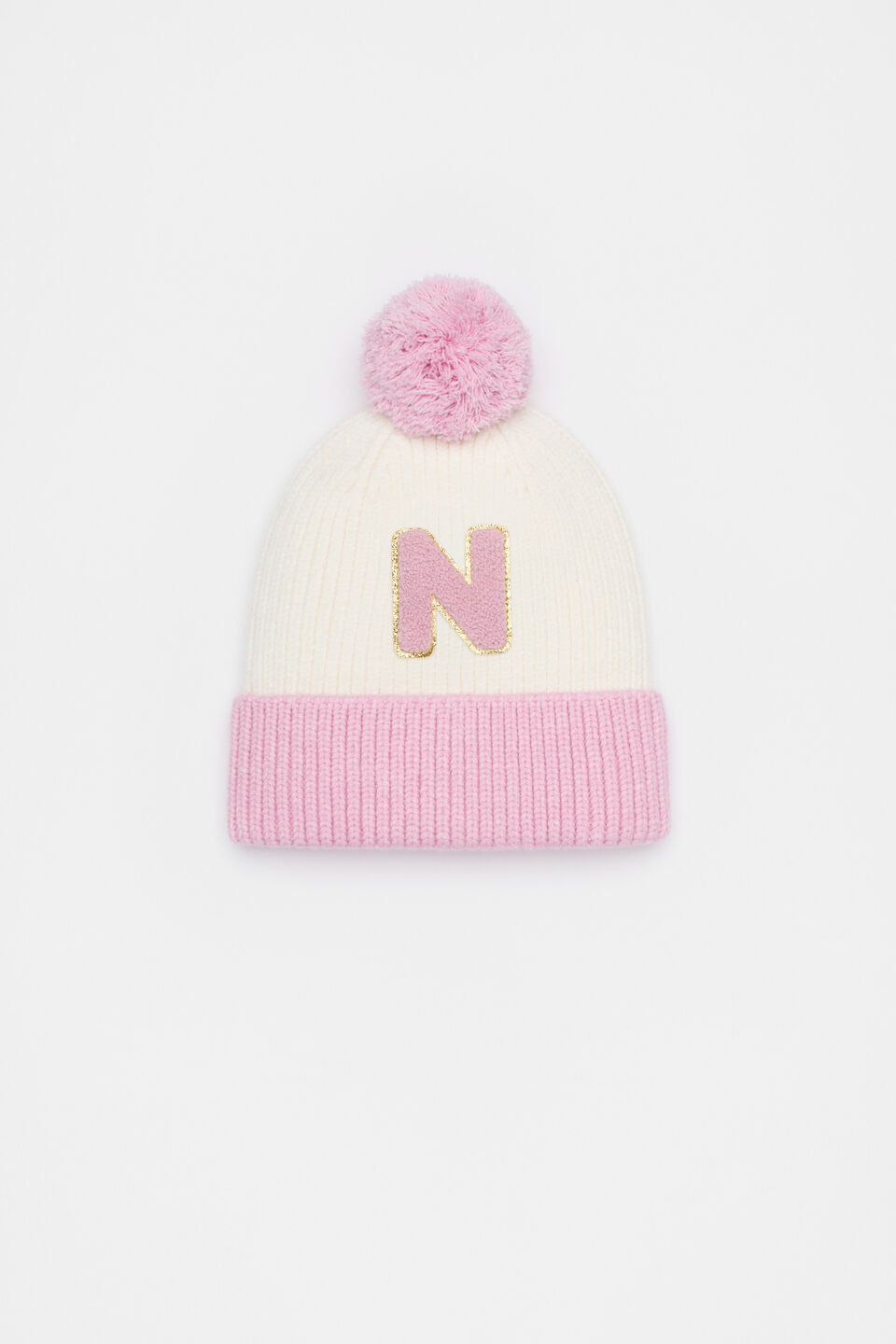 Colourblock Initial Beanie  N