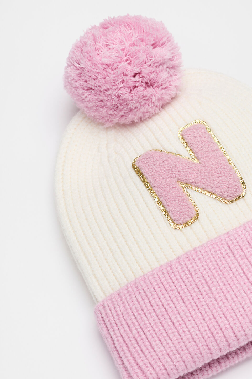 Colourblock Initial Beanie  N