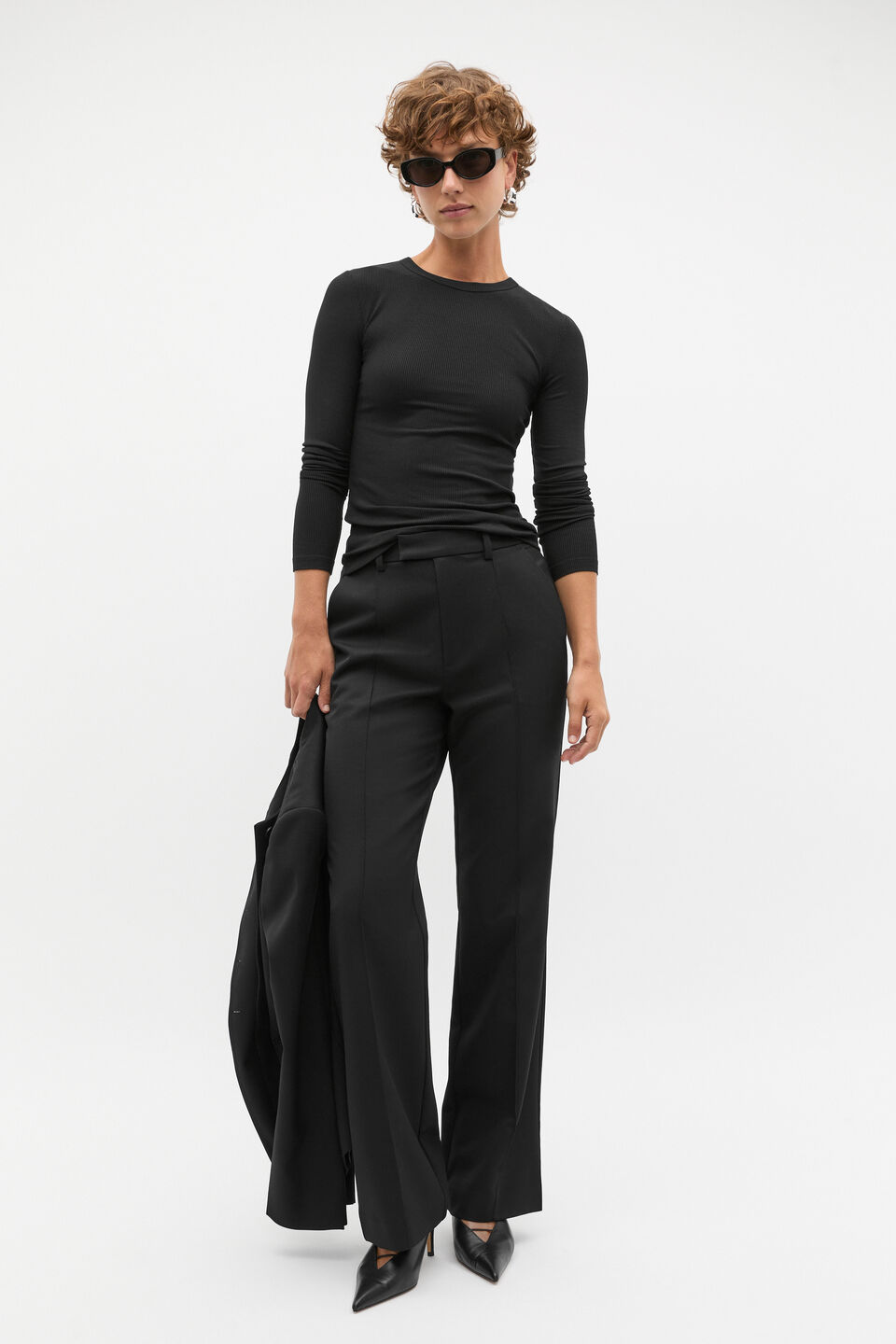 Core Rib Crew Neck Top  Black