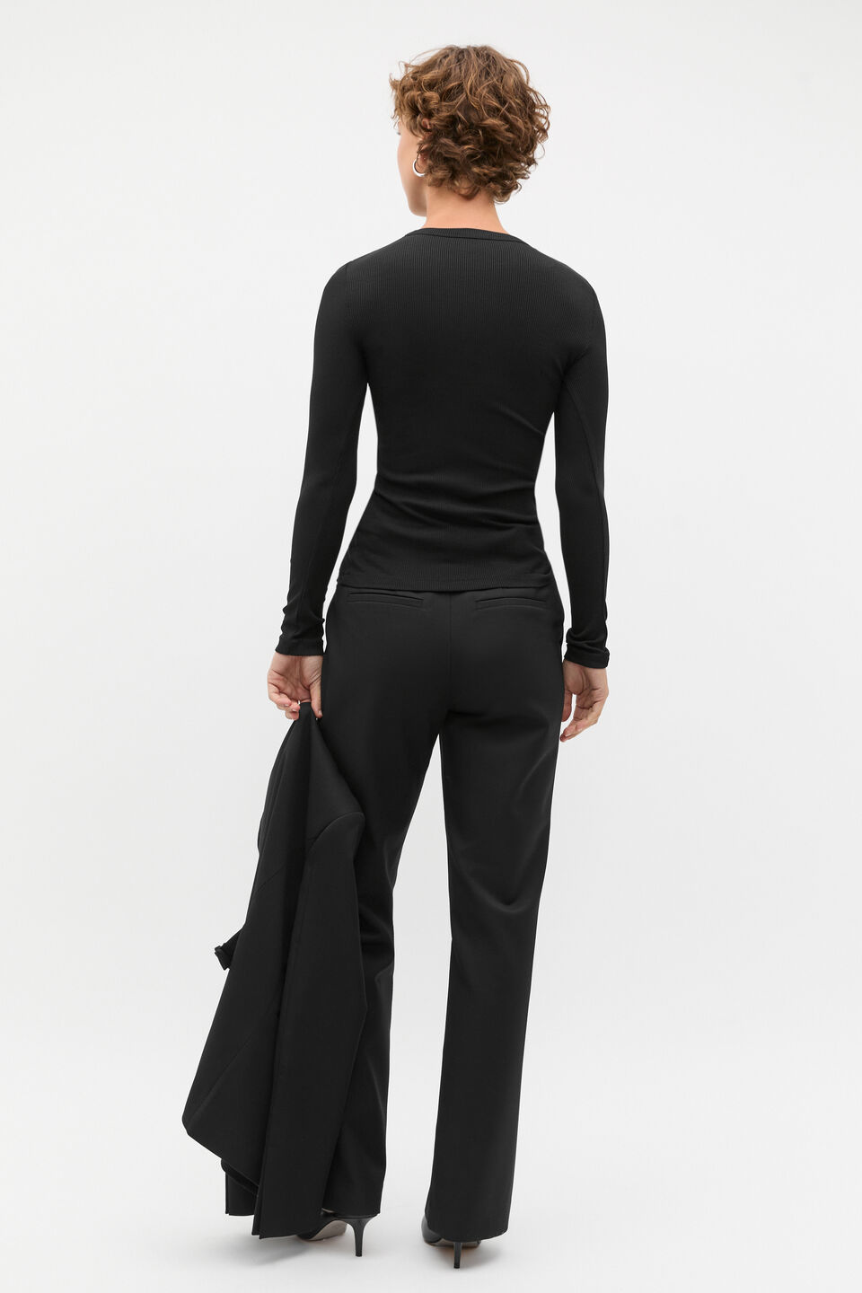 Core Rib Crew Neck Top  Black