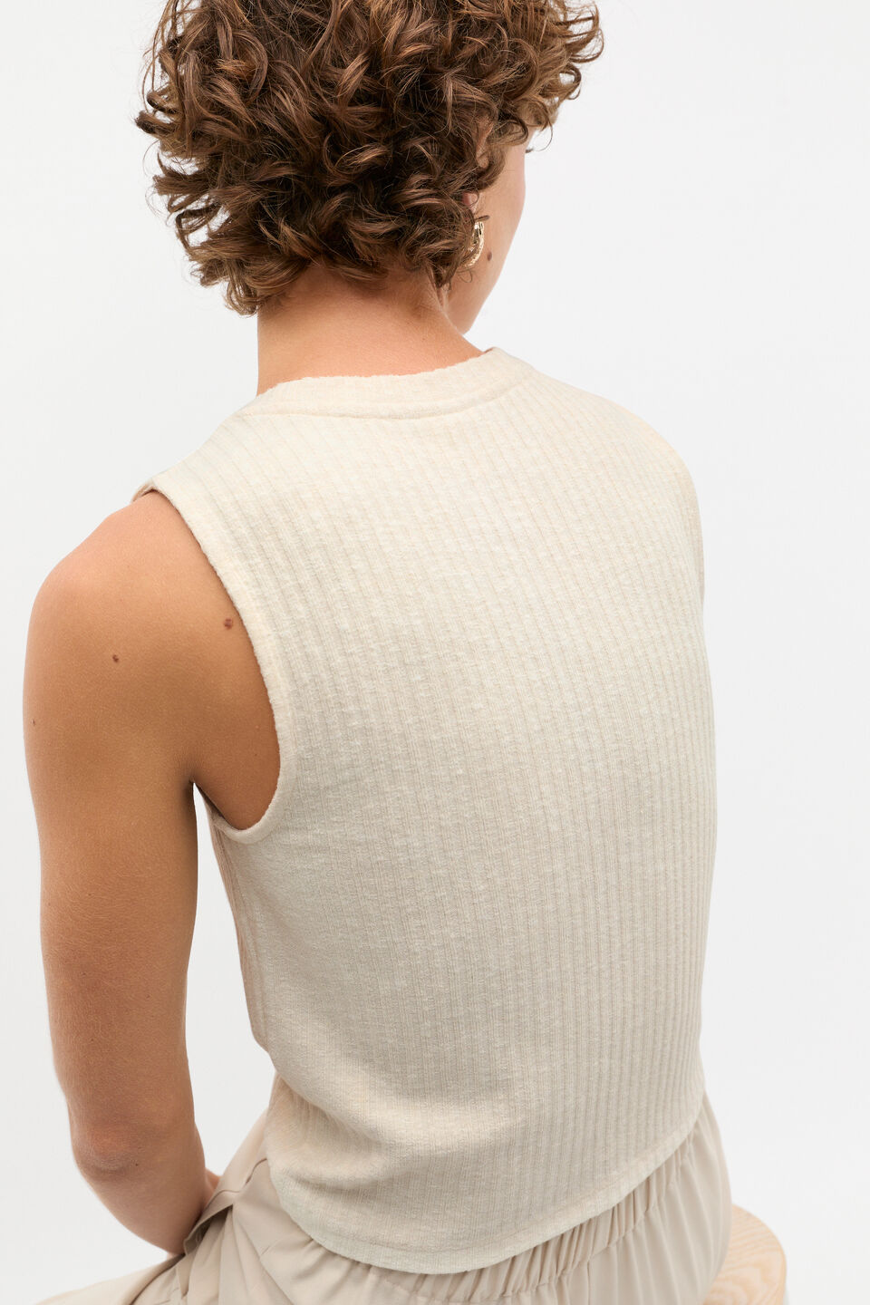 Ribbed Textured Shell Top  Cream Twist