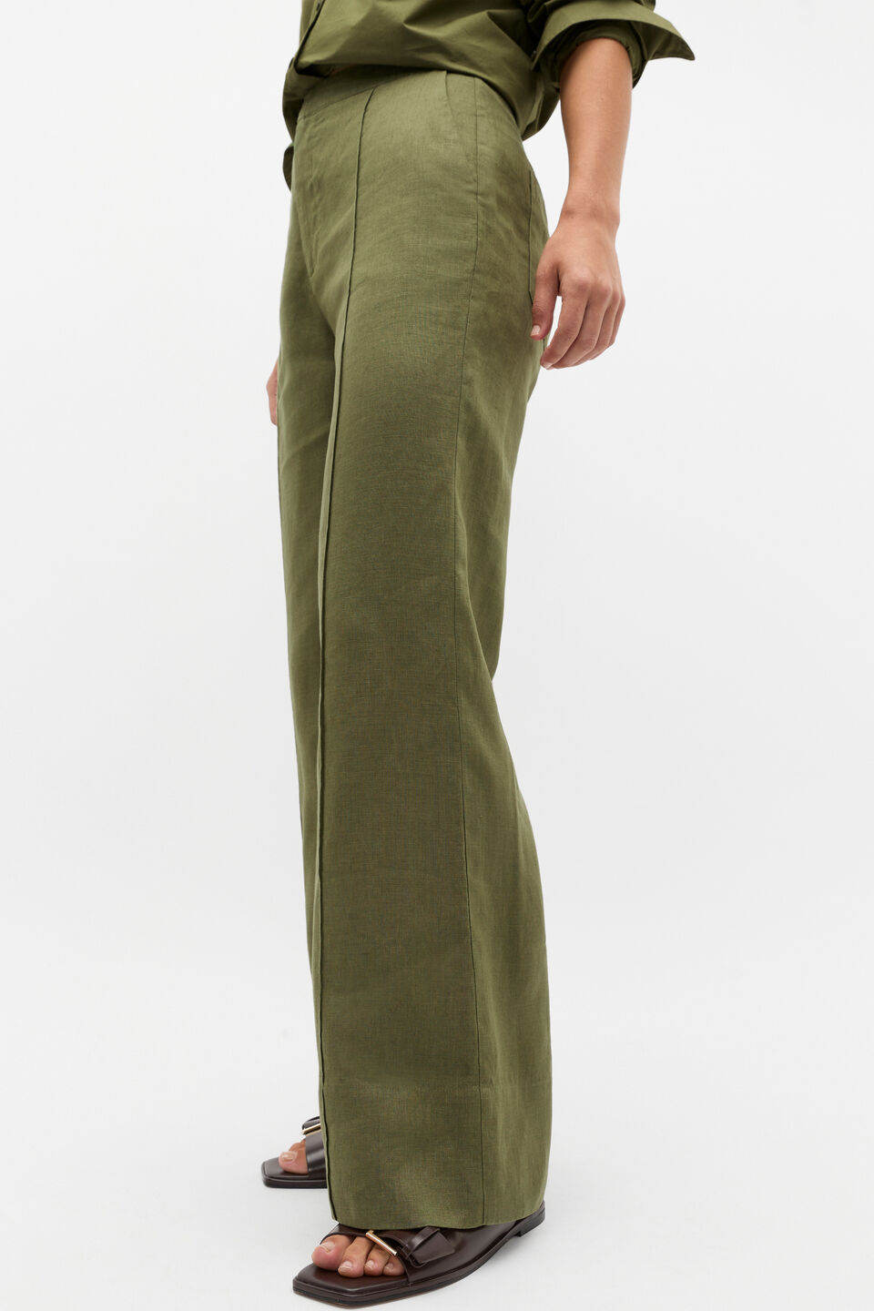 Linen Bell Bottom Pant  Rainforest