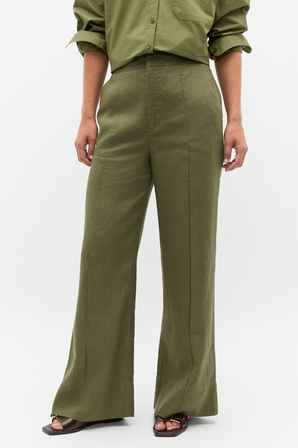Linen Bell Bottom Pant  Rainforest