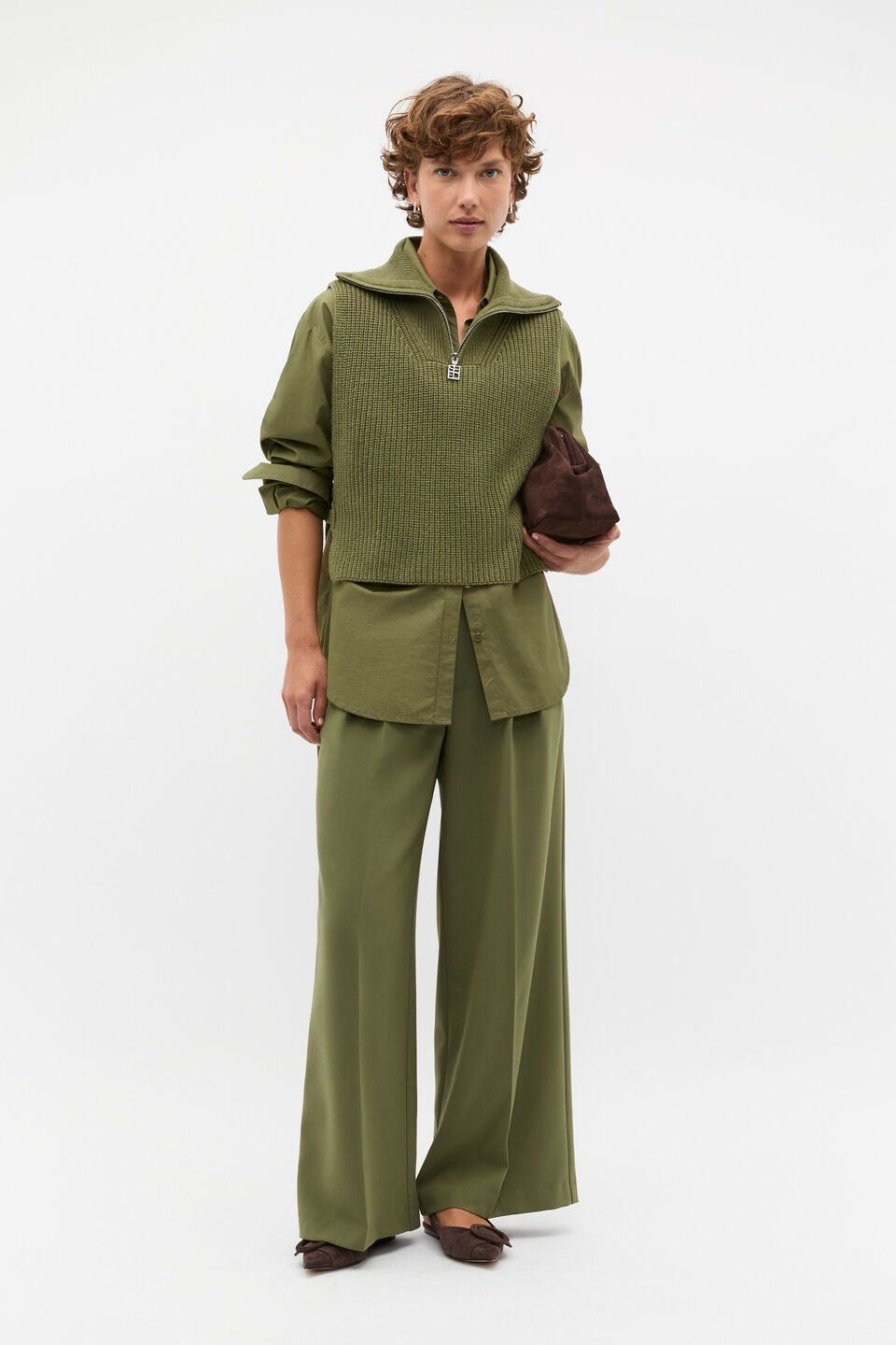 Rib Knit Collar Bib  Rainforest