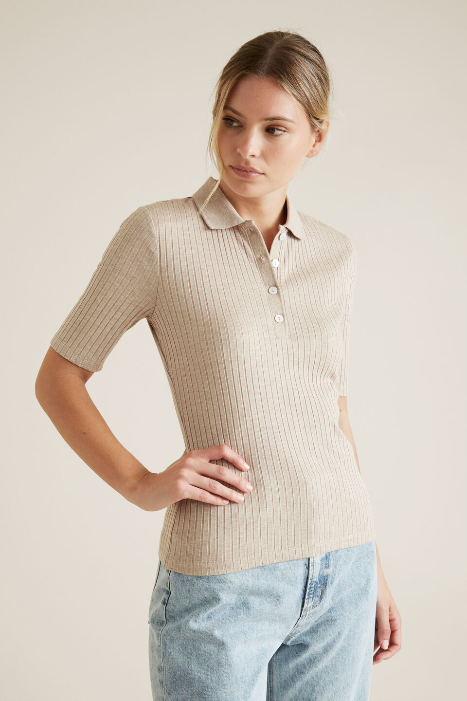 Collared Rib Top  