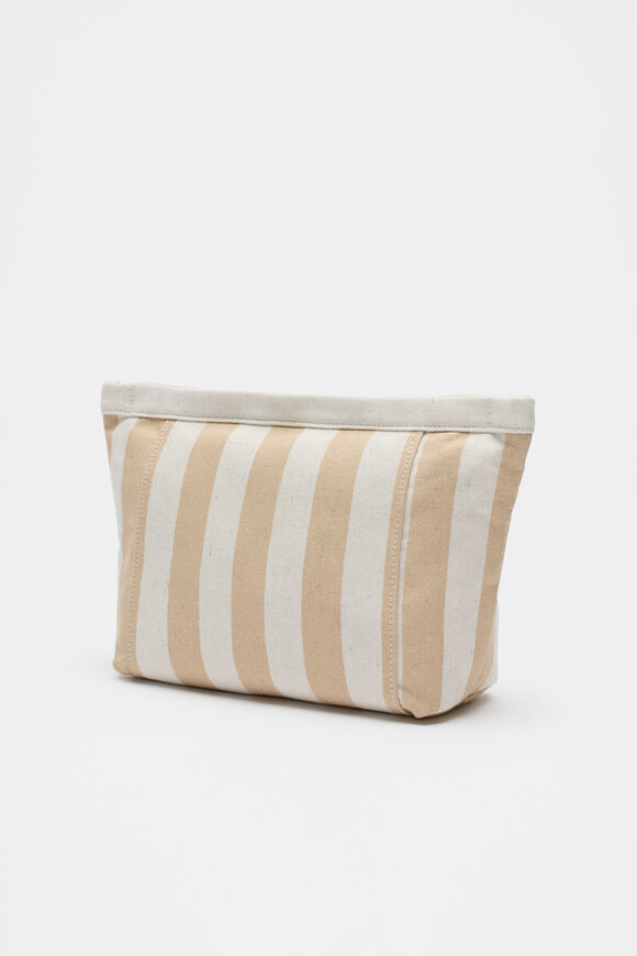 Large Logo Stripe Make Up Bag  Nougat  hi-res
