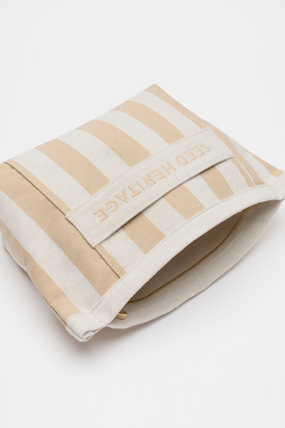Large Logo Stripe Make Up Bag  Nougat  hi-res