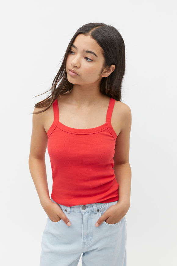 Strap Rib Tank  Strawberry Red  hi-res