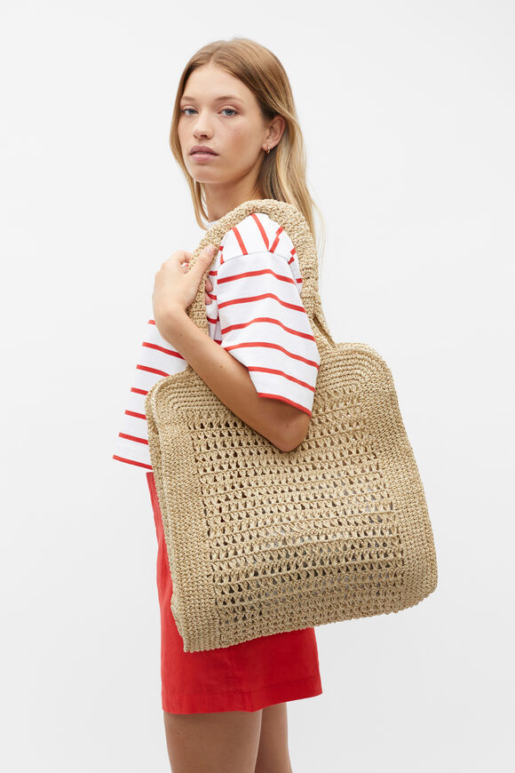 Crochet Straw Tote  Natural  hi-res