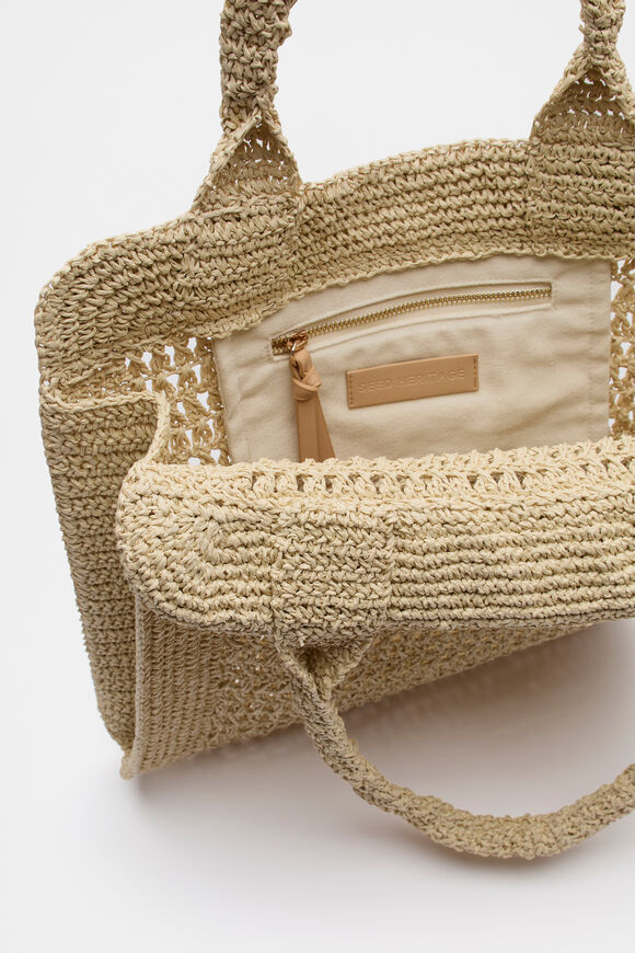 Crochet Straw Tote  Natural  hi-res