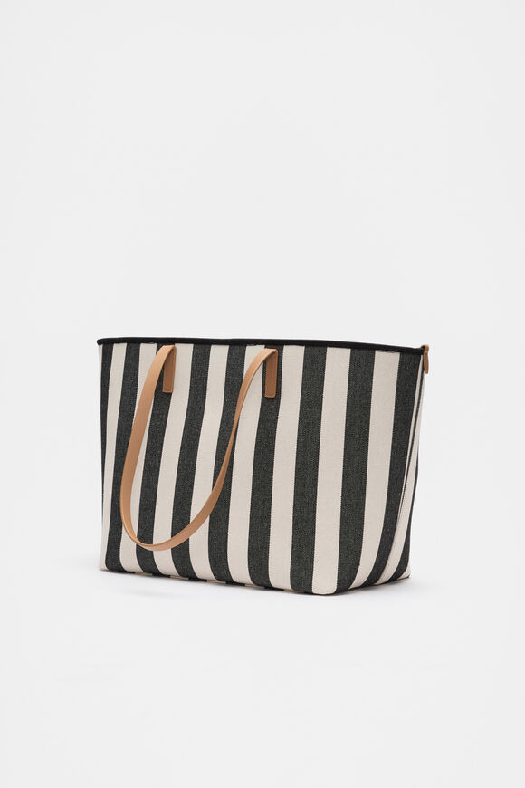 Stripe Large Fabric Tote  Black Stripe  hi-res