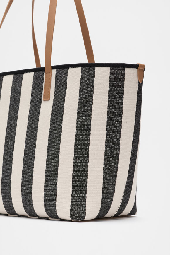 Stripe Large Fabric Tote  Black Stripe  hi-res