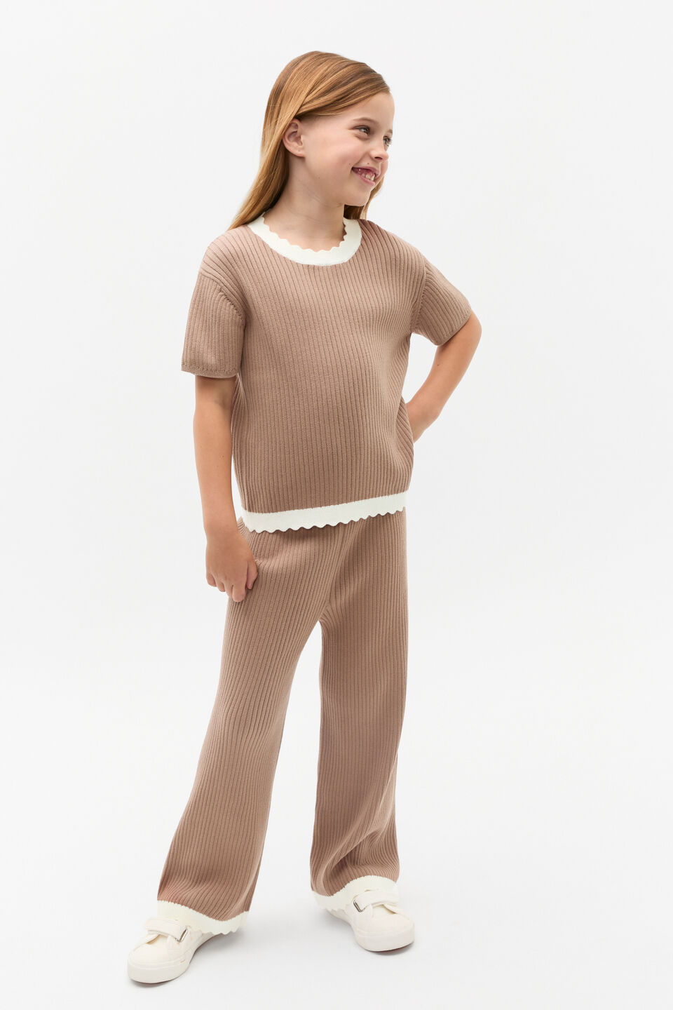 Scallop Knit Pant  Chocolate Shake