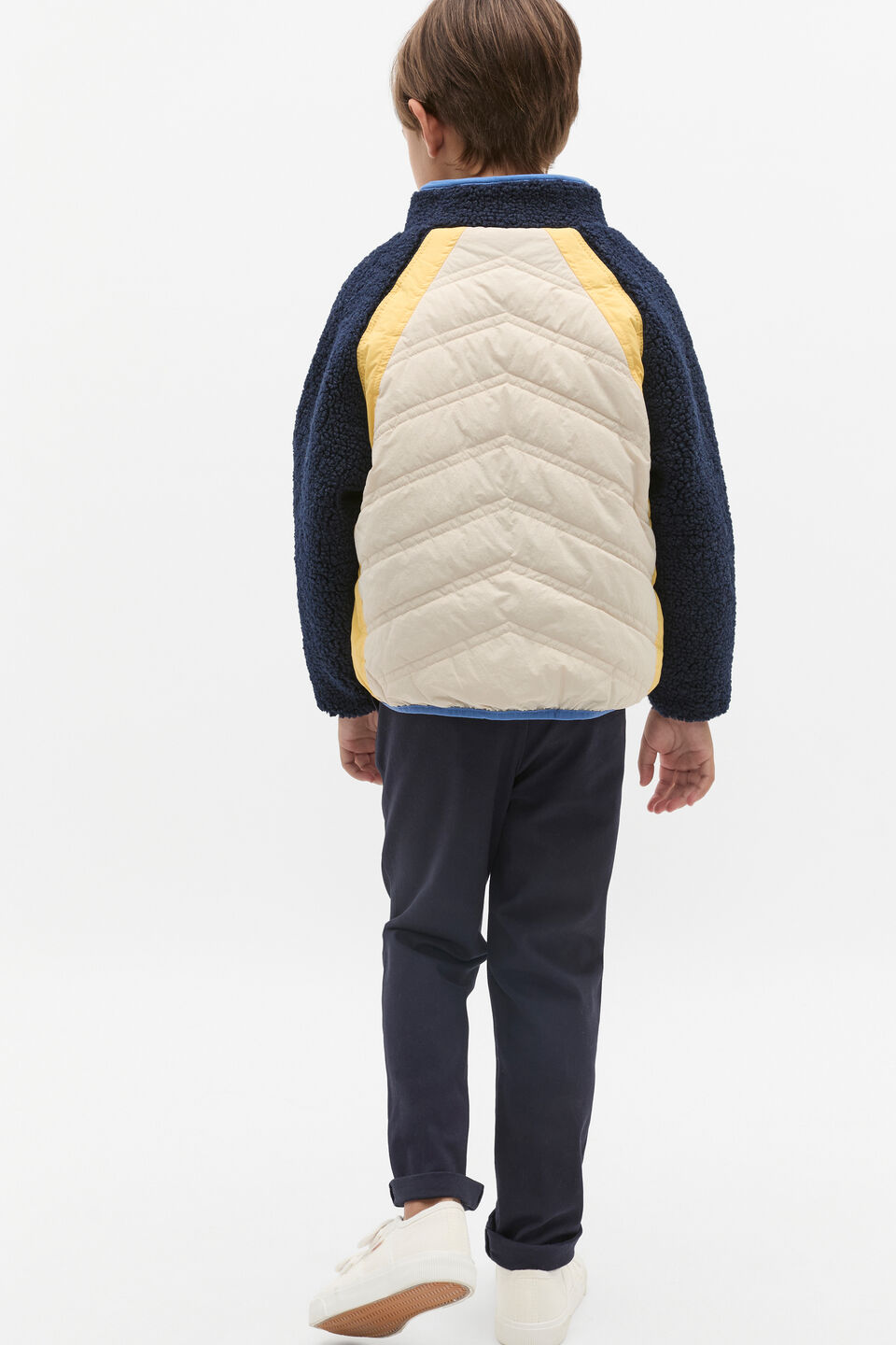Spliced Teddy Jacket  Midnight Blue