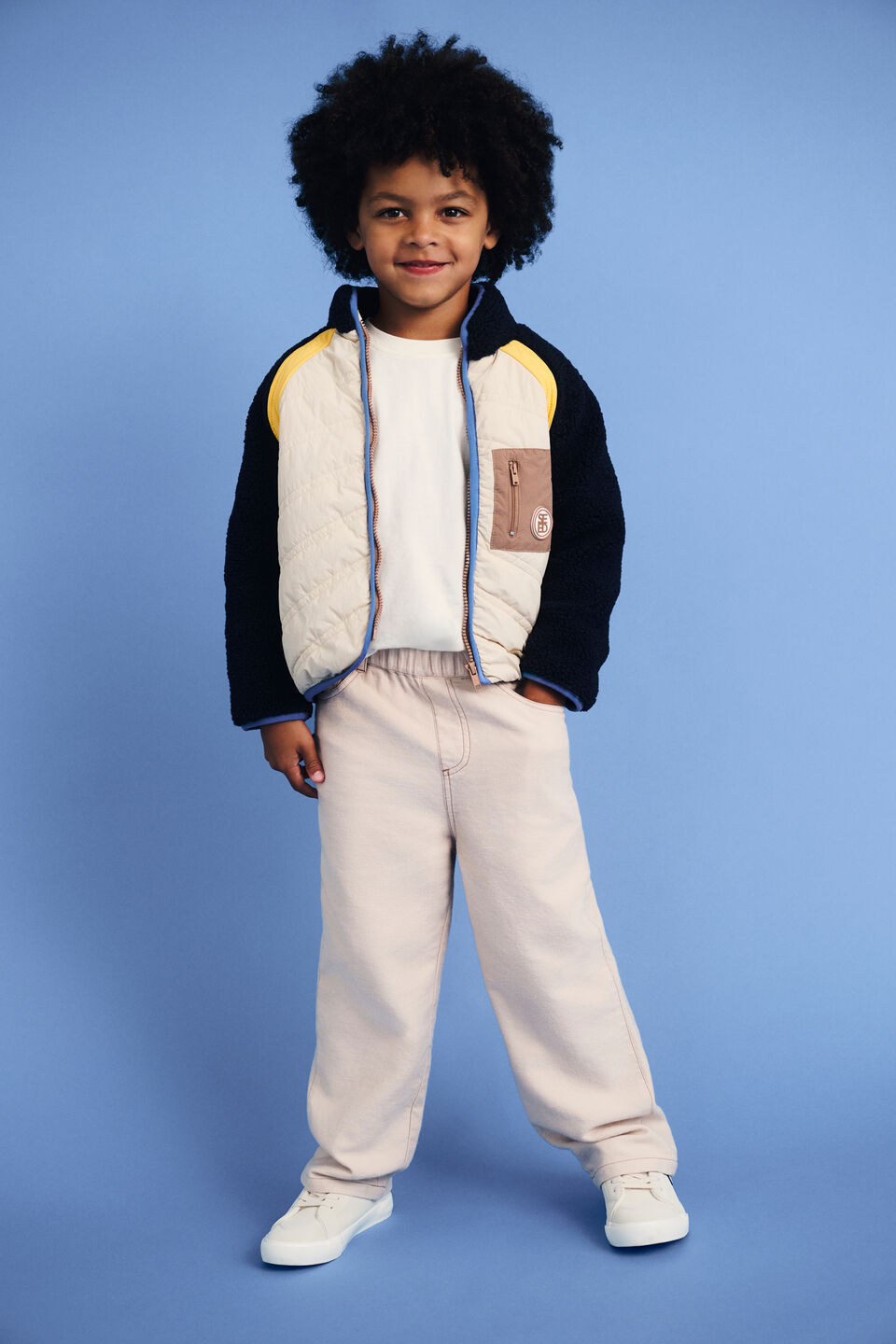 Spliced Teddy Jacket  Midnight Blue