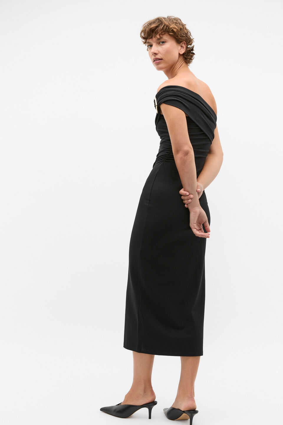 Clasp Detail Fitted Dress  Black