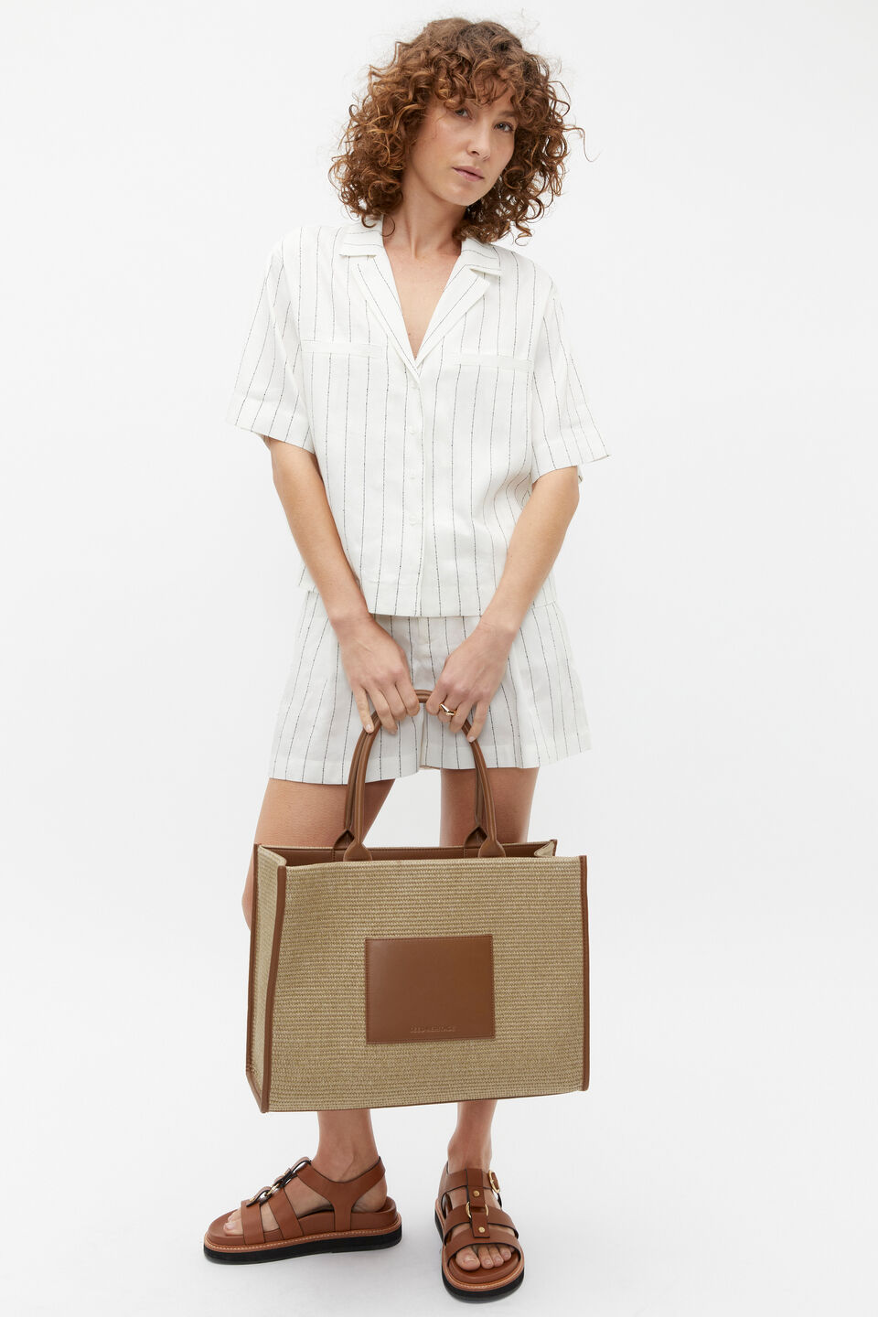 Linear Stripe Short  Cloud Cream Stripe