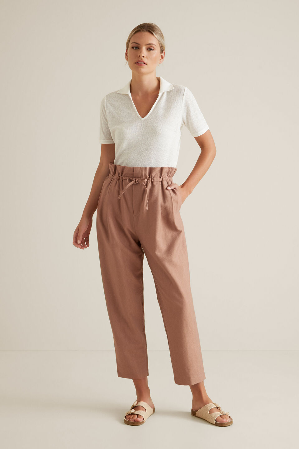 Collared Linen Rib Top  