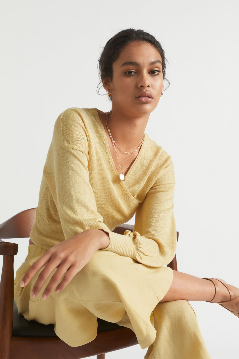 Linen Wrap Sweater  Shortbread