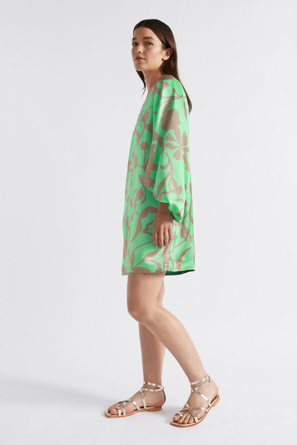 Satin Floral Mini Dress  Key Lime Floral  hi-res