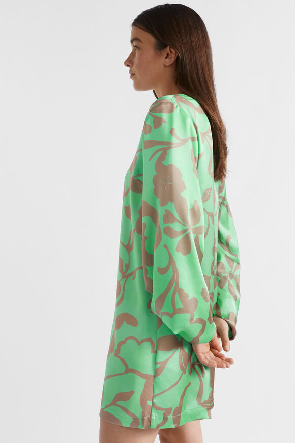 Satin Floral Mini Dress  Key Lime Floral  hi-res