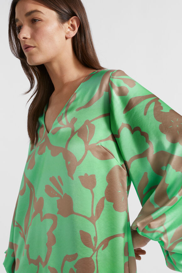 Satin Floral Mini Dress  Key Lime Floral  hi-res