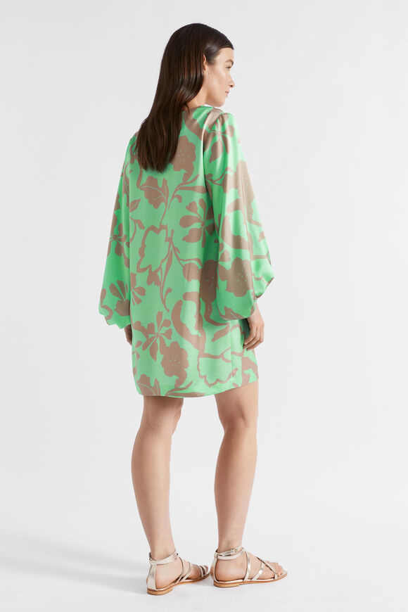 Satin Floral Mini Dress  Key Lime Floral  hi-res
