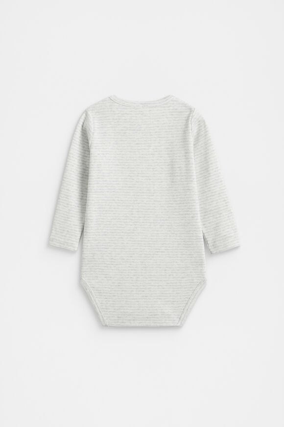Core Rib Logo Bodysuit  Grey Marle Stripe  hi-res