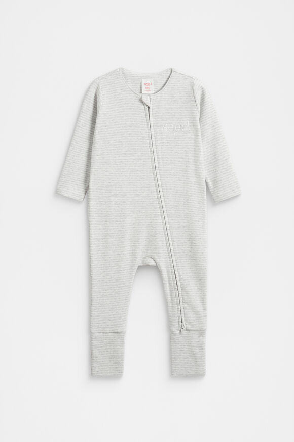 Core Logo Zipsuit  Grey Marle Stripe  hi-res