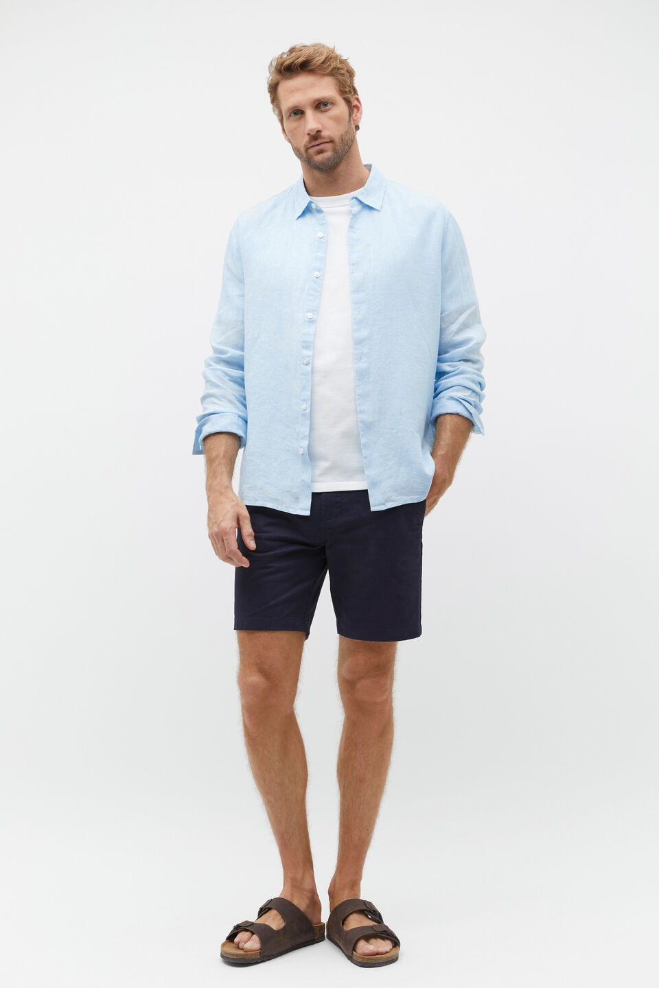 Linen Shirt  Clear Blue Crossdye