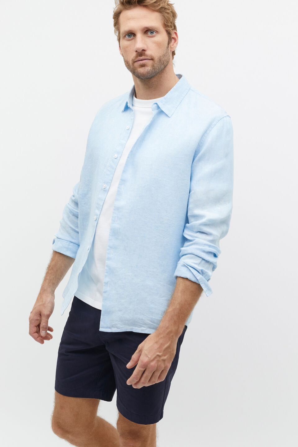Linen Shirt  Clear Blue Crossdye