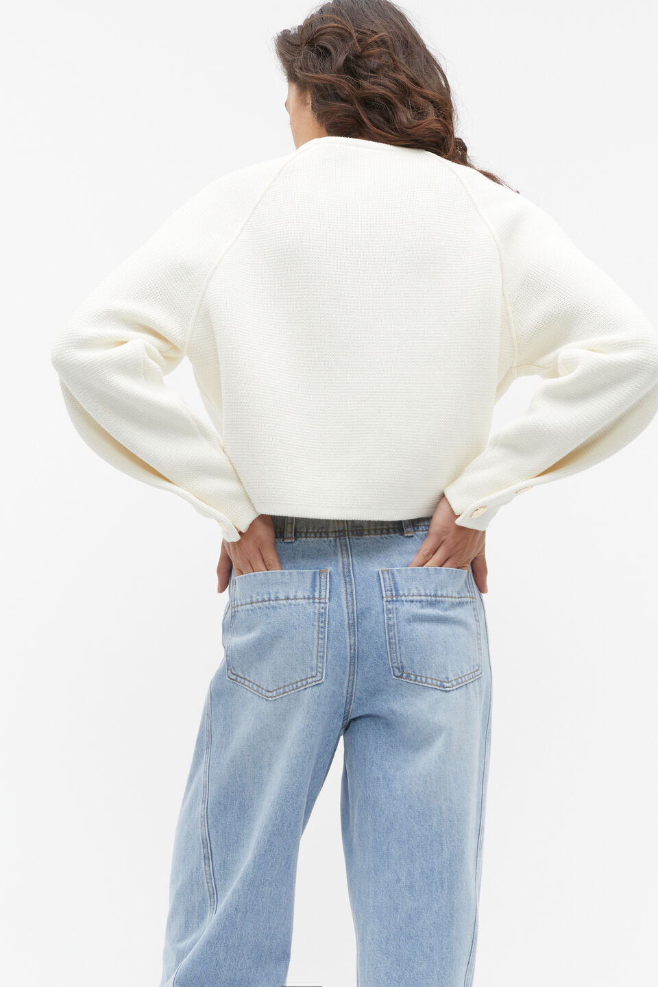 Cotton Raglan Cardigan  Cloud Cream