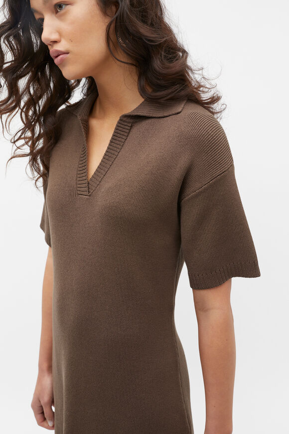 Cotton Blend Polo Knit Dress  Affogato  hi-res