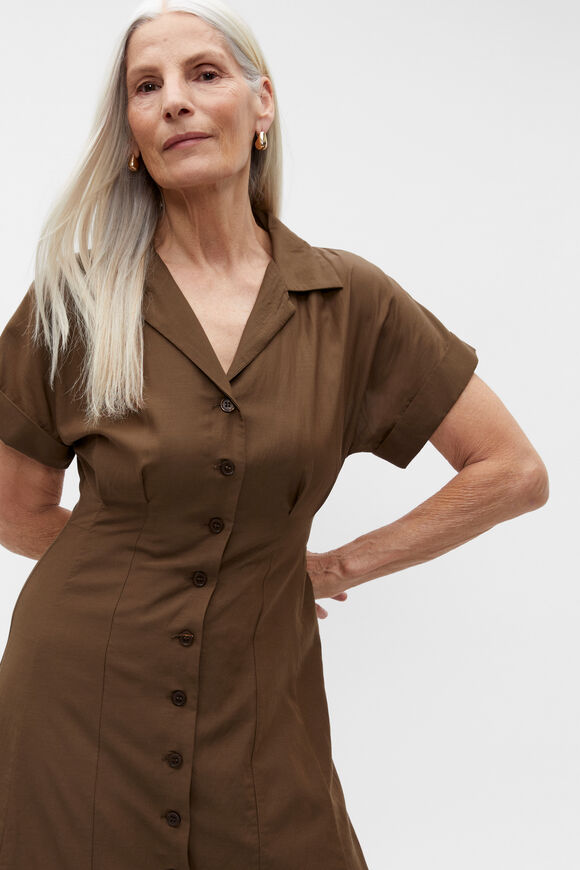 Voile Dart Detail Shirt Dress  Dark Praline  hi-res