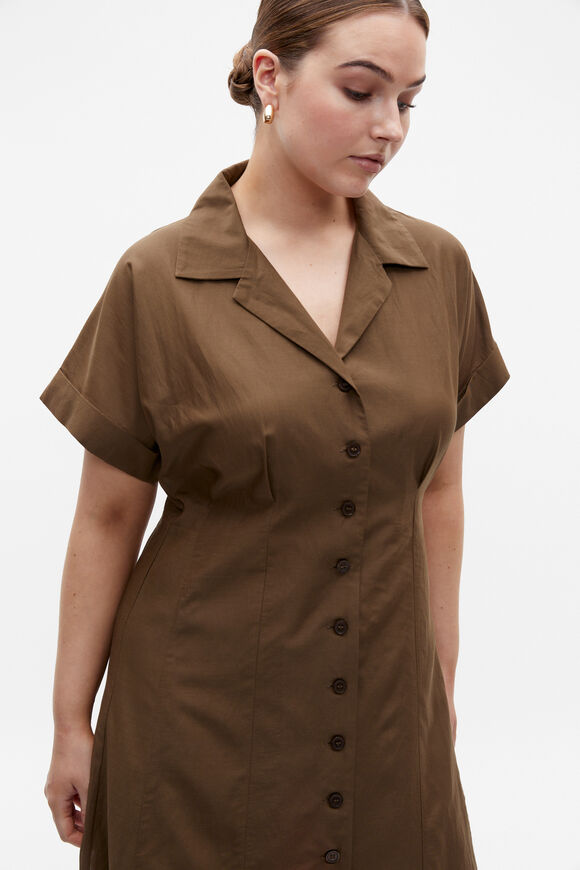 Voile Dart Detail Shirt Dress  Dark Praline  hi-res