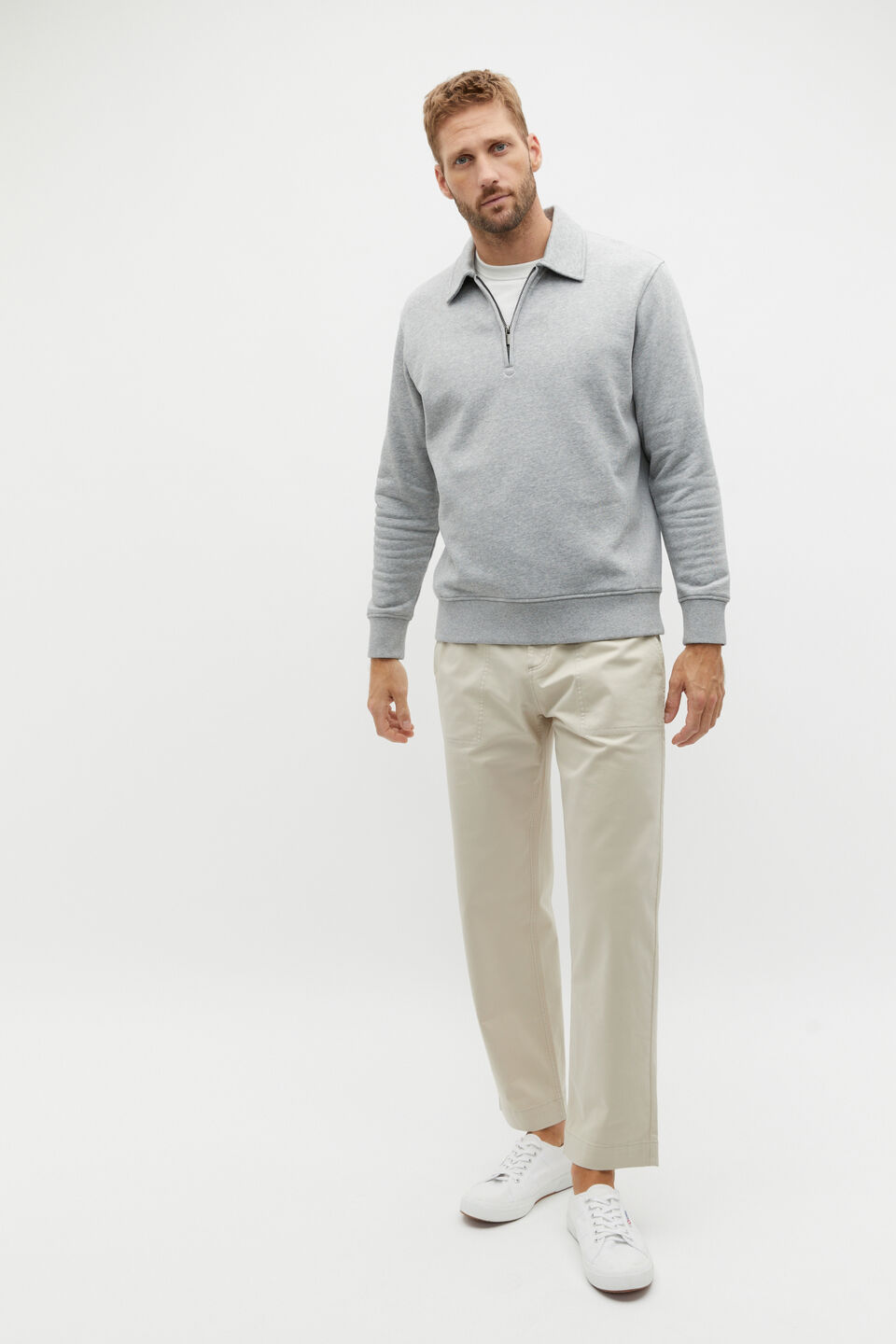 Heritage Half Zip  Silver Marle