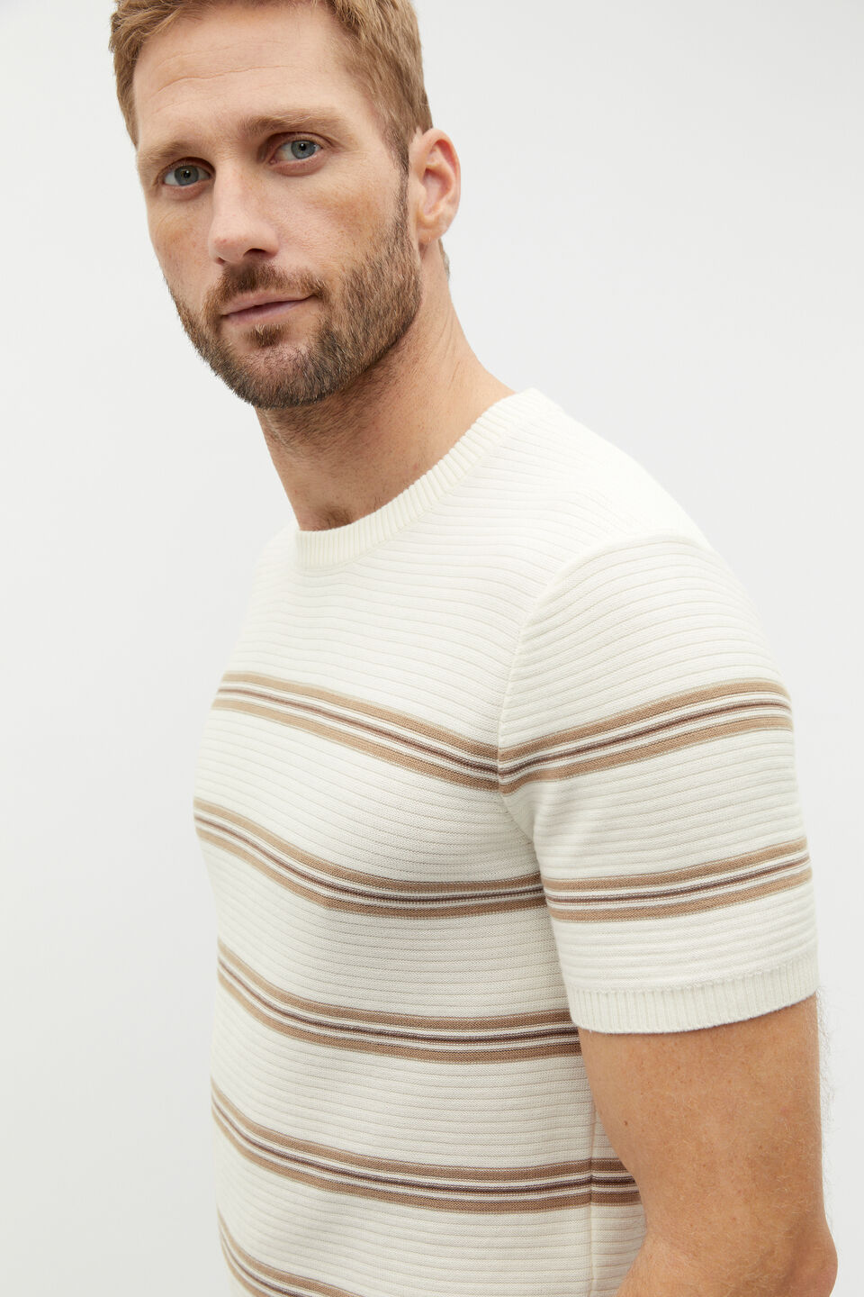 Stripe Knit Tee  Ivory Stripe