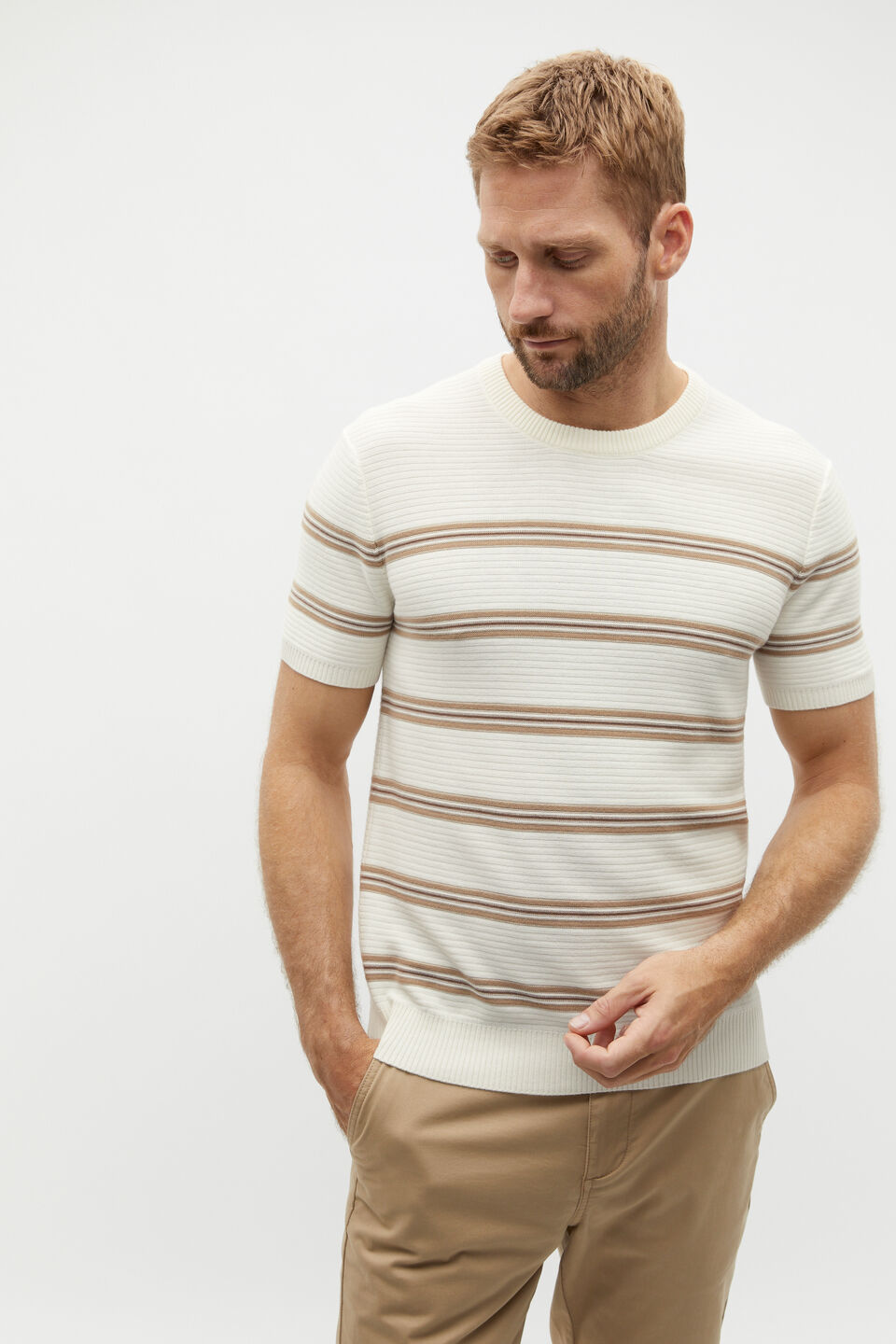 Stripe Knit Tee  Ivory Stripe