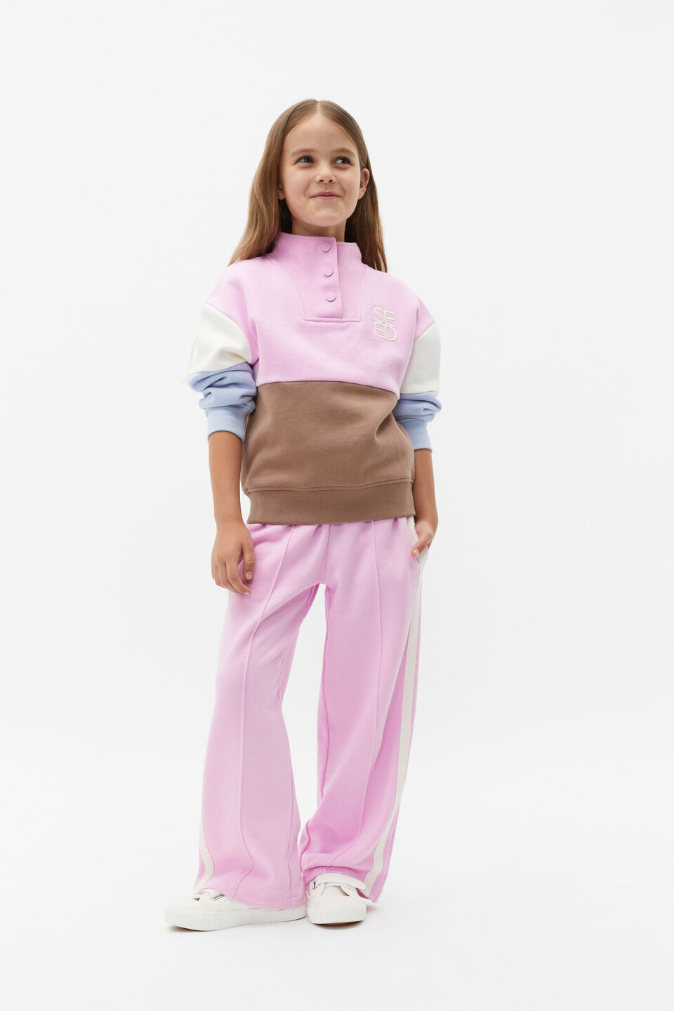 Essential Logo Snap Sweat  Fairy Floss