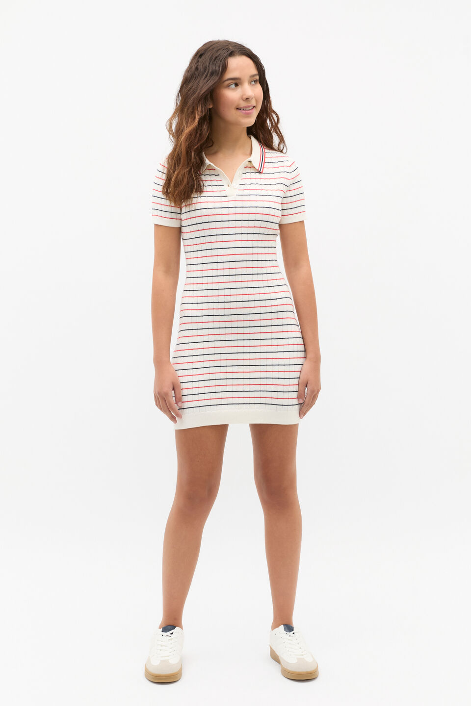 Stripe Knit Dress  Light Cream
