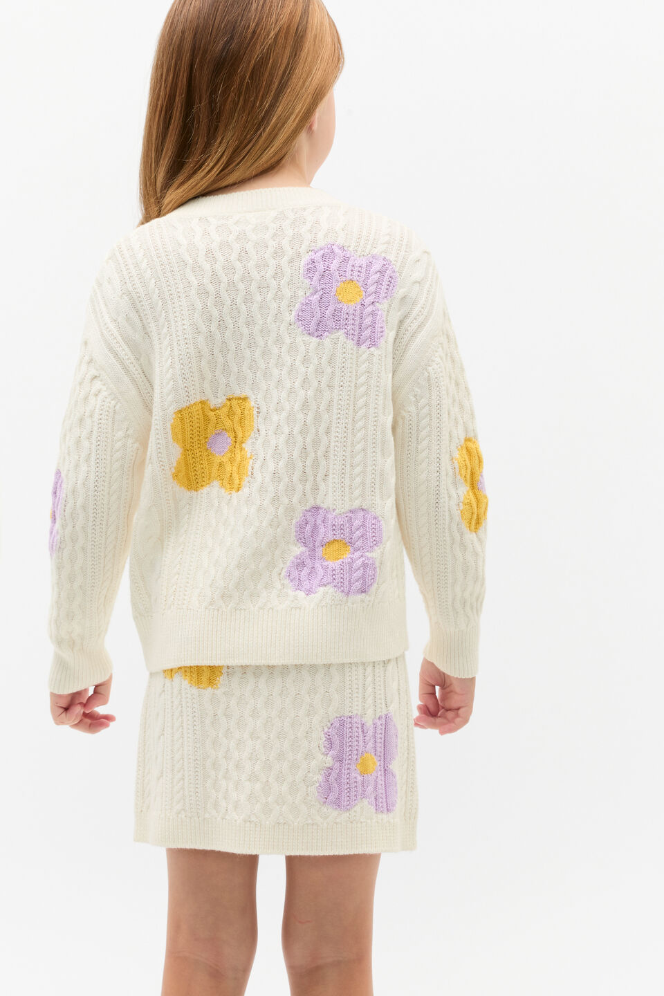 Flower Cable Cardigan  Classic Cream