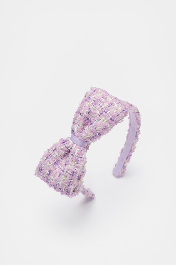 Tweed Bow Headband  Soft Lilac  hi-res