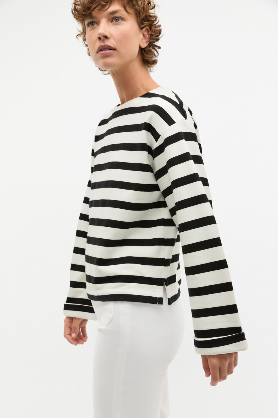 Terry Stripe Top  Black Stripe