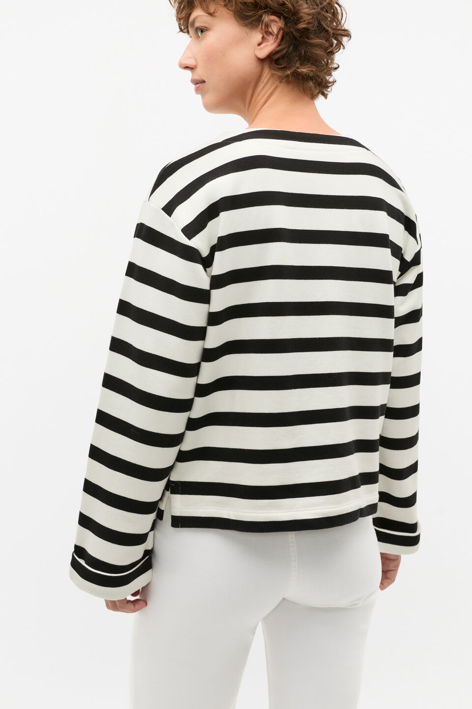 Terry Stripe Top  Black Stripe