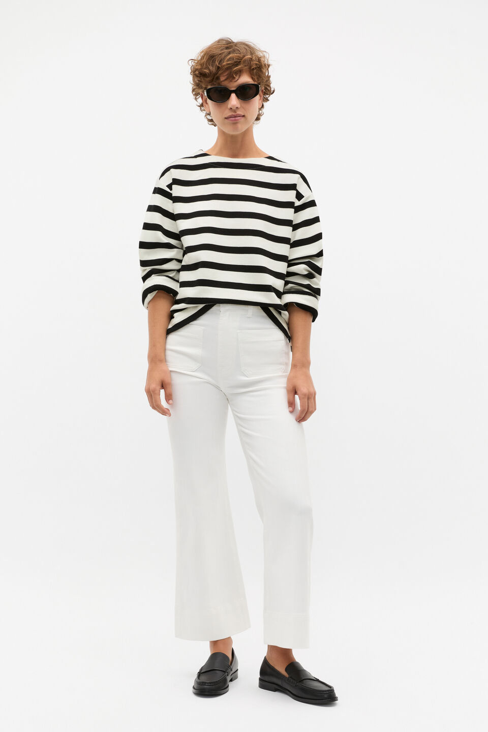 Terry Stripe Top  Black Stripe